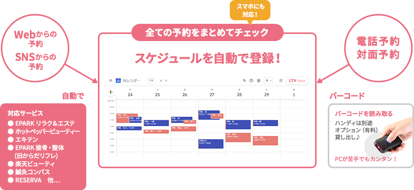 全ての予約をまとめてチェック!